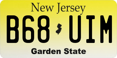 NJ license plate B68UIM