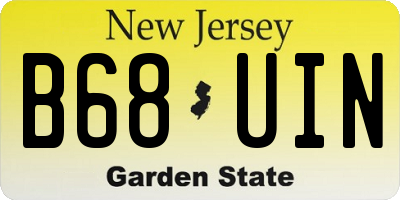 NJ license plate B68UIN