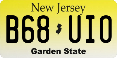 NJ license plate B68UIO