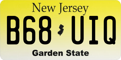 NJ license plate B68UIQ