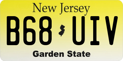 NJ license plate B68UIV