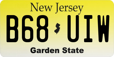NJ license plate B68UIW