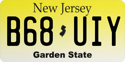 NJ license plate B68UIY