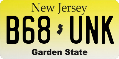 NJ license plate B68UNK