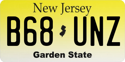 NJ license plate B68UNZ