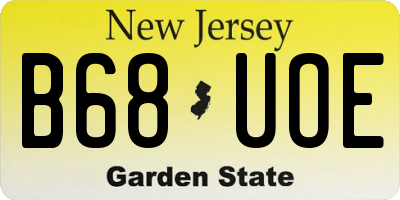 NJ license plate B68UOE