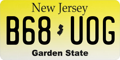 NJ license plate B68UOG