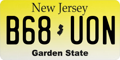 NJ license plate B68UON