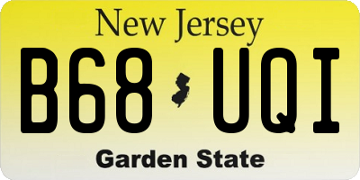 NJ license plate B68UQI