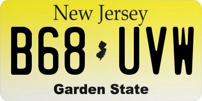 NJ license plate B68UVW