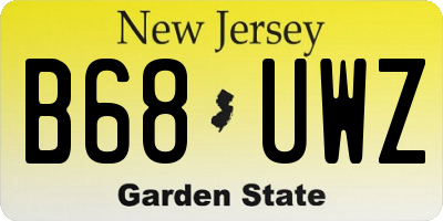 NJ license plate B68UWZ