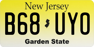 NJ license plate B68UYO
