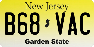 NJ license plate B68VAC