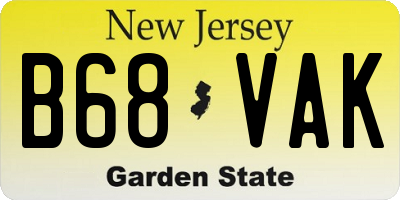 NJ license plate B68VAK