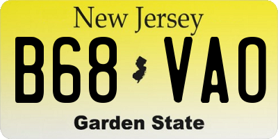 NJ license plate B68VAO