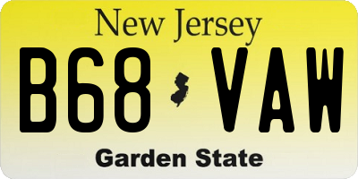 NJ license plate B68VAW