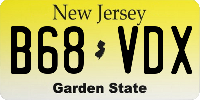 NJ license plate B68VDX
