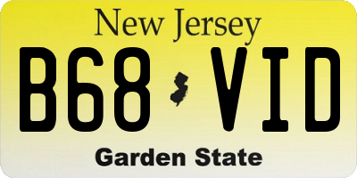 NJ license plate B68VID