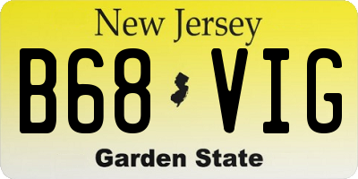 NJ license plate B68VIG