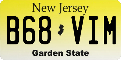 NJ license plate B68VIM