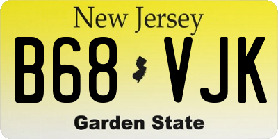 NJ license plate B68VJK