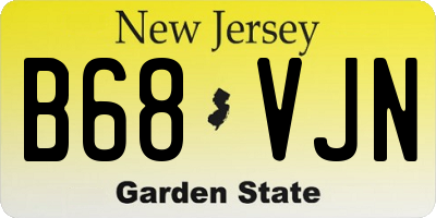 NJ license plate B68VJN