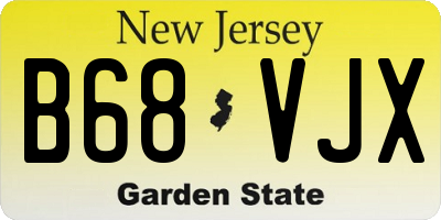 NJ license plate B68VJX