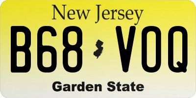 NJ license plate B68VOQ