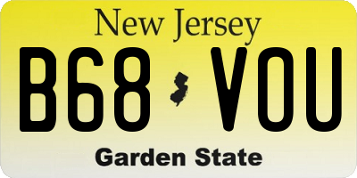 NJ license plate B68VOU