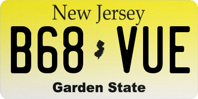 NJ license plate B68VUE