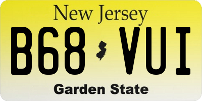 NJ license plate B68VUI