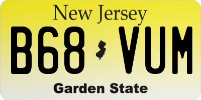 NJ license plate B68VUM