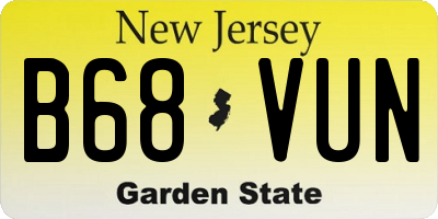 NJ license plate B68VUN