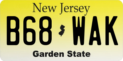 NJ license plate B68WAK
