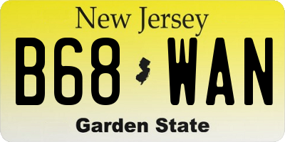 NJ license plate B68WAN