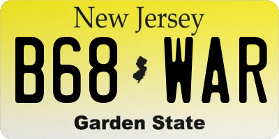 NJ license plate B68WAR