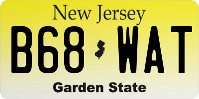NJ license plate B68WAT