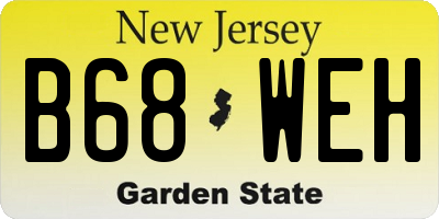 NJ license plate B68WEH