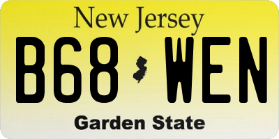 NJ license plate B68WEN