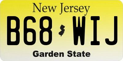 NJ license plate B68WIJ