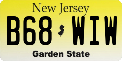 NJ license plate B68WIW