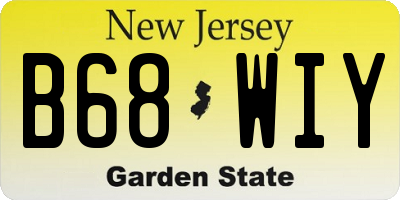 NJ license plate B68WIY