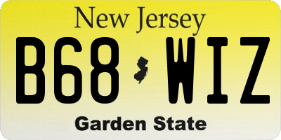 NJ license plate B68WIZ