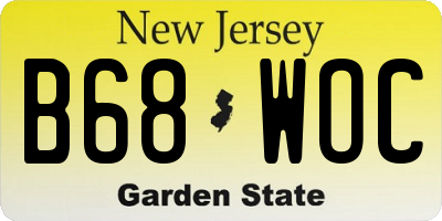 NJ license plate B68WOC