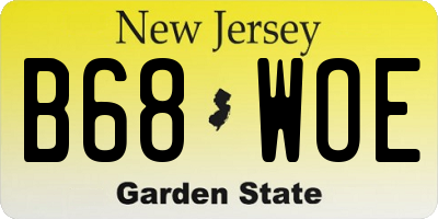 NJ license plate B68WOE