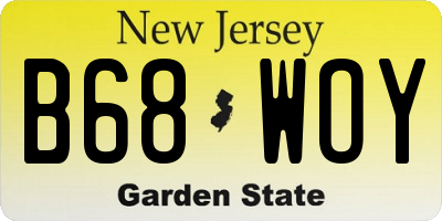NJ license plate B68WOY