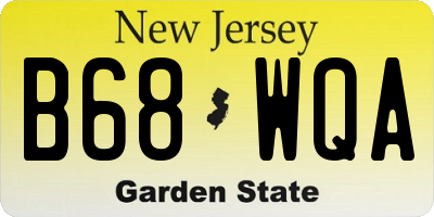 NJ license plate B68WQA
