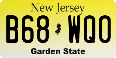NJ license plate B68WQO