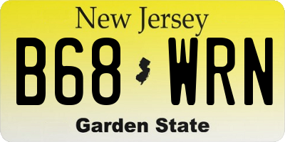 NJ license plate B68WRN