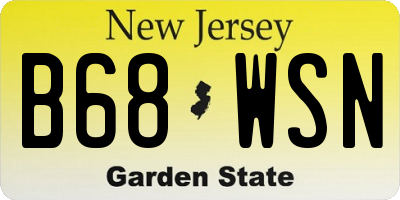 NJ license plate B68WSN